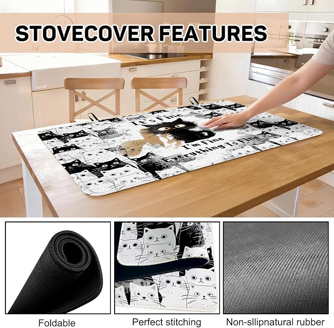 Black Cat Stove Top Cover for Electric Stove 28"x20" - Image 6