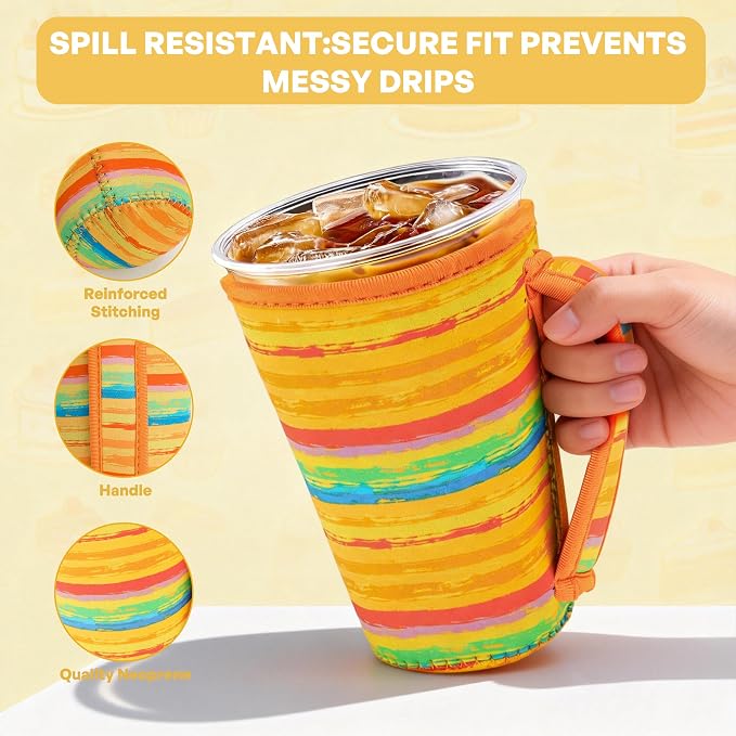 3Pk Reusable Iced Coffee Sleeves, Floral Fits 16-32oz Hot/Cold | iced coffee - Image 4