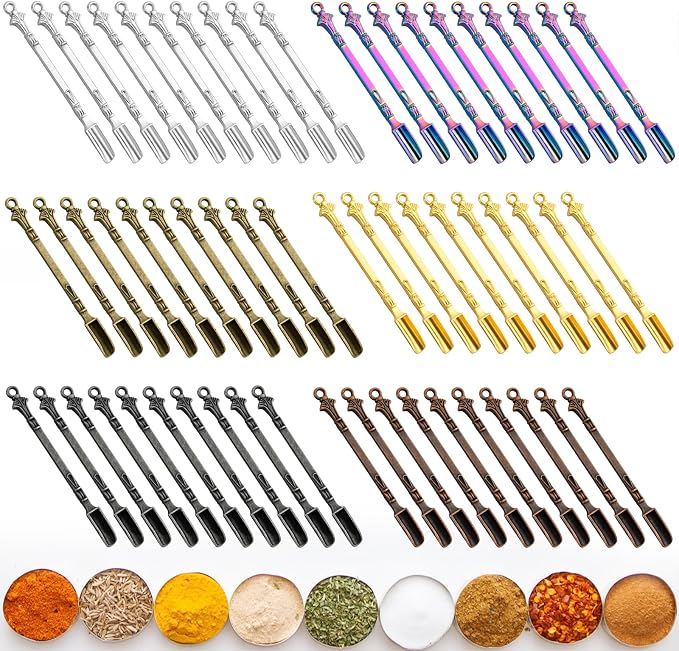60Pcs Mini Shovel Spoons, 3.23 inch Metal Spices Power Scoop, Tiny Spoons by Unknown