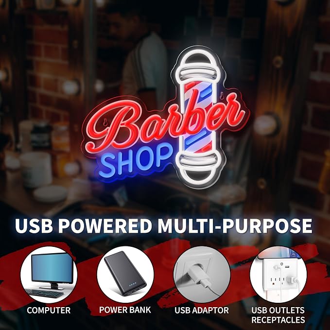 Barber Shop Neon Sign for Wall Decor, LED Hair Salon Light Sign for Hair Beauty - Image 3