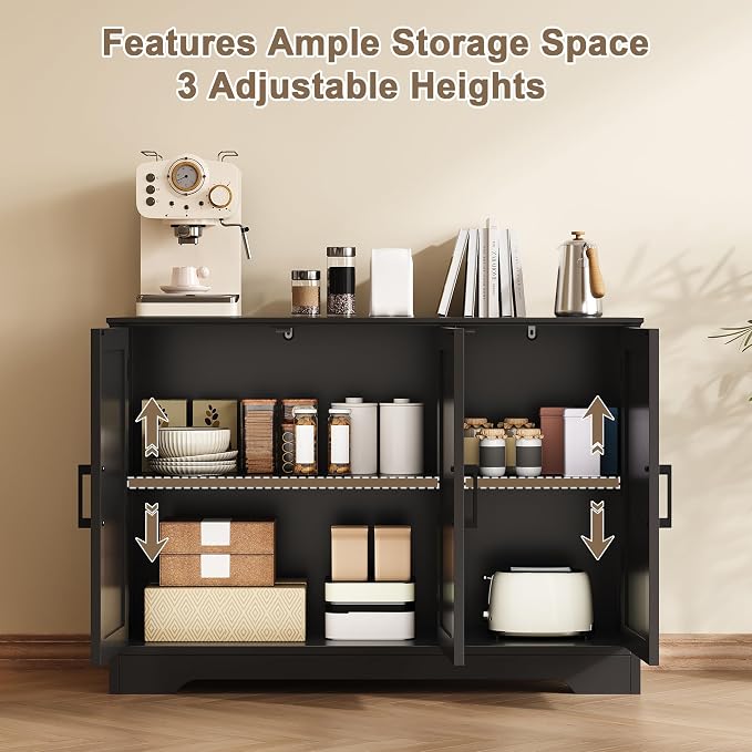 ChooChoo Modern Sideboard Buffet Cabinet, Coffee Bar Storage Cabinet - Image 4