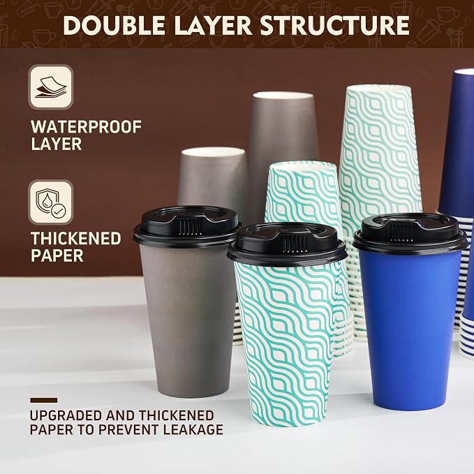 YEEHAW 16 oz Coffee Cups with Lids 100 Pack, To Go Cup with Lid - Image 6
