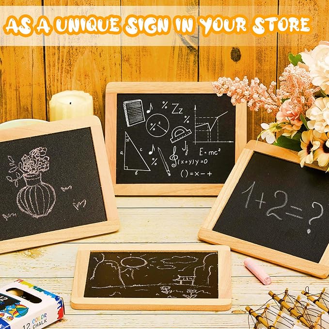 Chinco 12 Pcs Small Slate Chalkboard Mini Chalk Board - Image 7