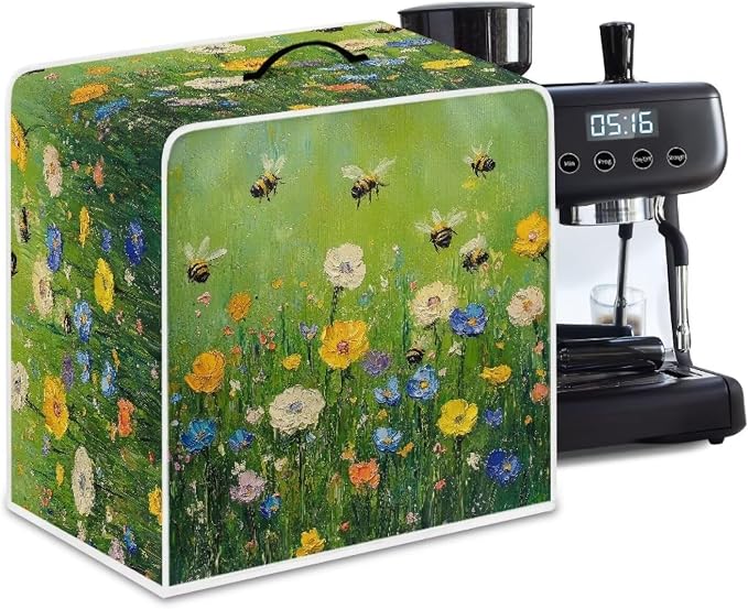 Flower Bee Design Coffee Machine Covers by Kathyboom