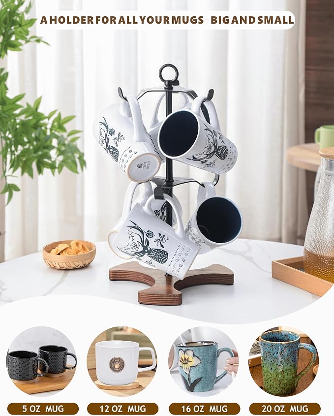 Mug Holder Tree for Countertop | 2-Tier Coffee Cup Stand & Rack Holds 6 Large - Image 3