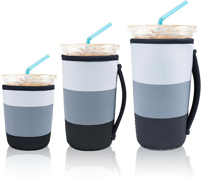 KJQJLY 3 Pack Reusable Iced Coffee Sleeves by KJQJLY