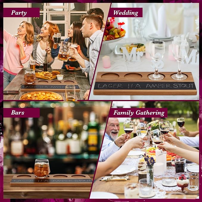 Marsui Wine Flight Tasting Set of 2, Wooden Whiskey Flight Board - Image 6