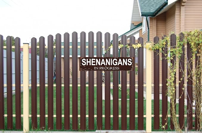 Shenanigans In Progress Metal Sign, Rustic Wall Art, 16 x 4 Inch Funny Decor - Image 4