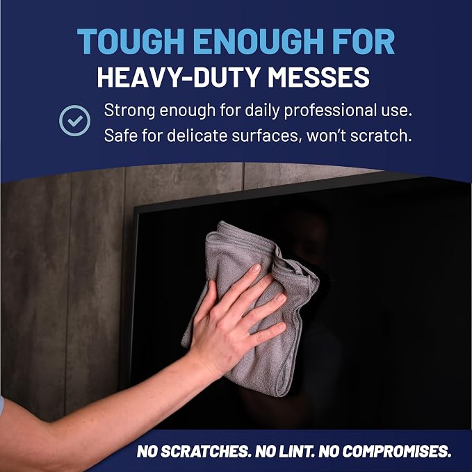 MW Pro Microfiber Cleaning Cloth | Black Gray Blue | 12 Pack | 16” x 16” | All - Image 6