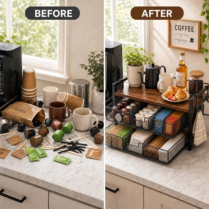 Coffee Station Organizer, Countertop Coffee Bar Holder - Image 4