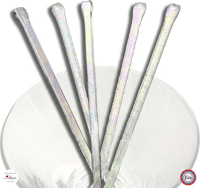 studioTica Handmade Glass Swizzle Sticks: Frosted Fire, Cocktail + Hiball - Image 8