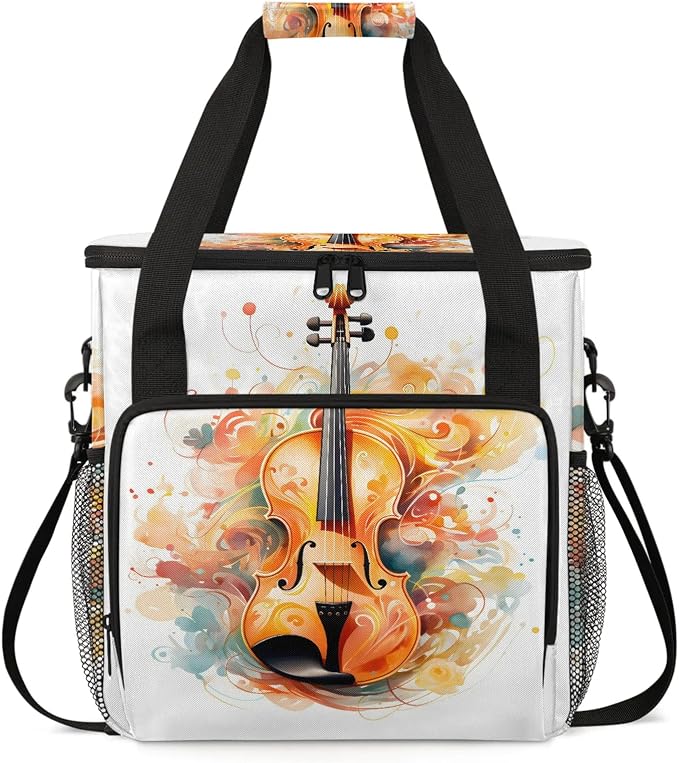 Violin Music Coffee Maker Carring Bag, Large Insulated Storage Organizer Case by Home