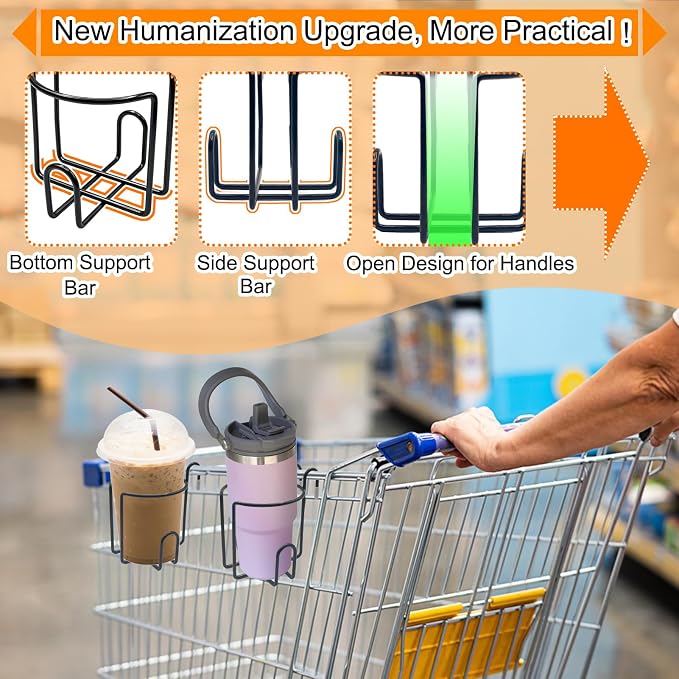2 Pcs Updated Shopping Cart Cup Holders, Reusable Anti-Spill Hanging Drink - Image 6