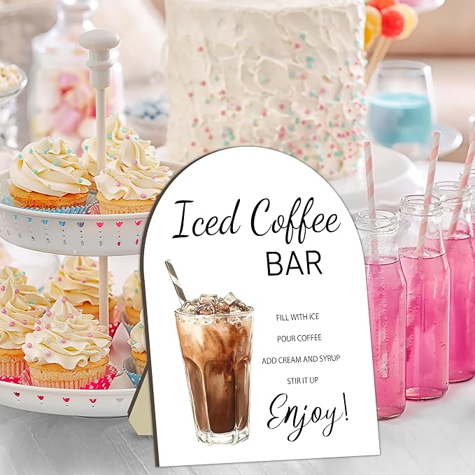 Iced Coffee Bar Wooden Table Sign, Iced Coffee Bar Sign - Image 3