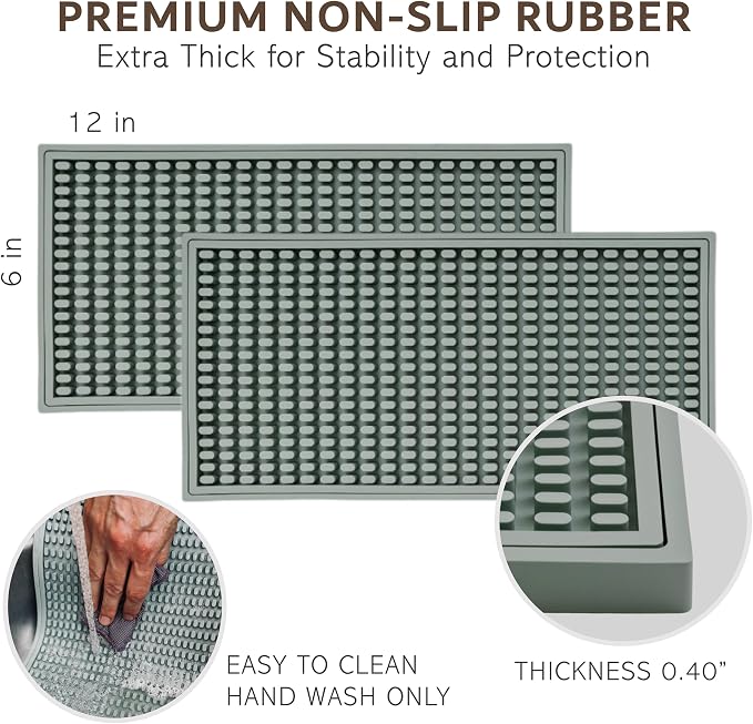Rubber Bar Mat Bundle Sage Gray – 4-Piece Non-Slip Spill Mat Set - Image 8