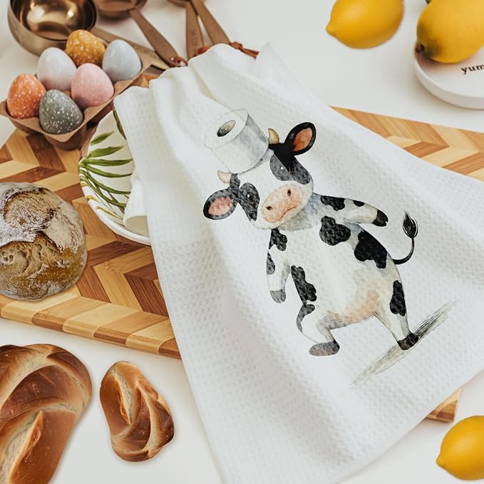 Funny Cow Bathroom Hand Towels, Cow Lover Gifts, Cute Bathing Calf Farm Animal - Image 4