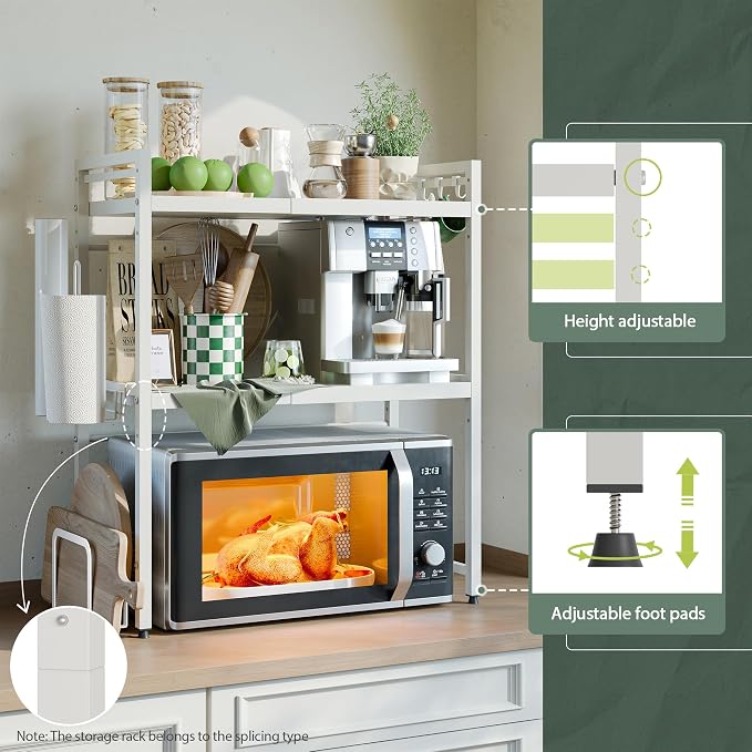 NETEL Expandable Microwave Stand, 3 Tier Metal Kitchen Countertop Organizer - Image 4