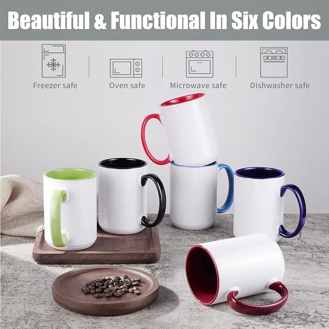 TANGLONG Sublimation Mugs 15 oz Sublimation Cups Bulk Coffee Mugs Tazas Para - Image 3