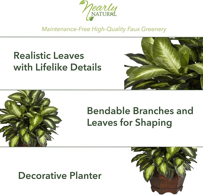 Nearly Natural 24in Artificial Dieffenbachia Silk Plant - Image 3