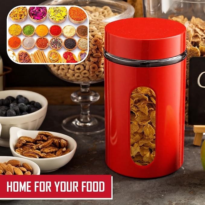 Patelai 6 Pack Kitchen Canisters Set 20 oz Airtight Stainless Steel Canister - Image 7