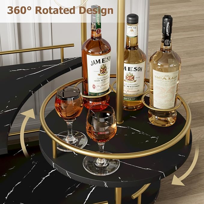 Garvee Bar Serving Cart with Wine Rack and Glass Holder, 3-Tier Rolling Serving - Image 4