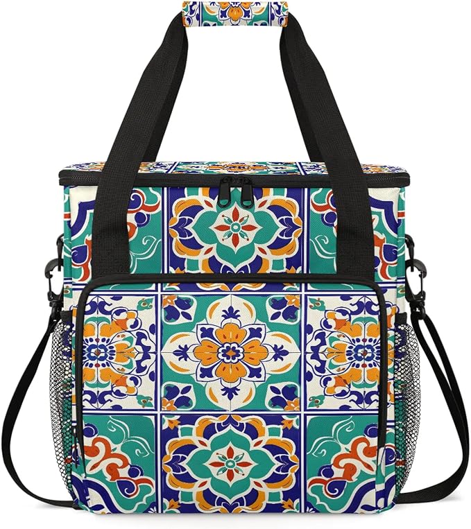 Vintage Bohemian Floral Coffee Maker Carring Bag, Large Insulated Storage by Home