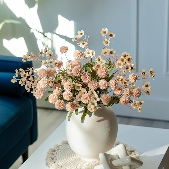 HyeFlora Faux Silk Pompon Mums Artificial Flowers - Image 4