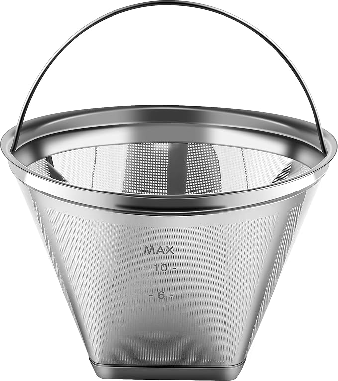 Reusable #4 Cone Shape Coffee Filter Permanent 6-10 Cup Stainless Steel Coffee by YEOSEN