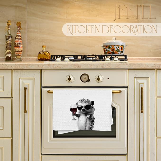 Funny Hedgehog Kitchen Towels, Hedgehog Gifts Dish Tea Towel, Bar Towels - Image 3