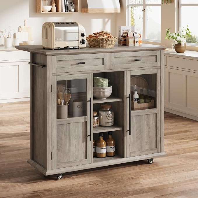 Mobile Storage Island, 2-Tier Rolling Kitchen Cart - Image 7