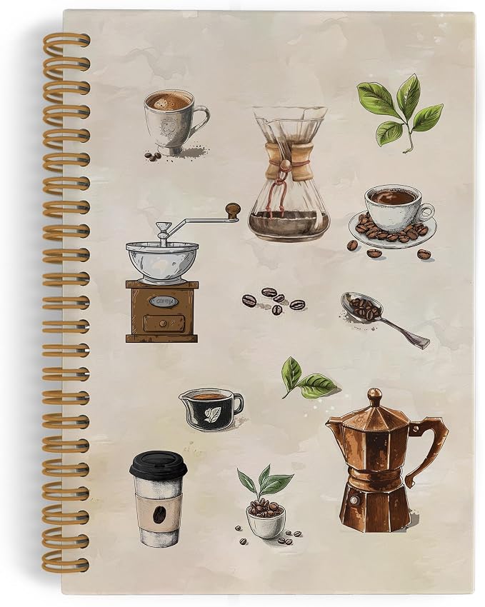 Vintage Coffee Spiral Notebook, Coffee Lovers Gifts Journal Notebook, Retro by QLMX