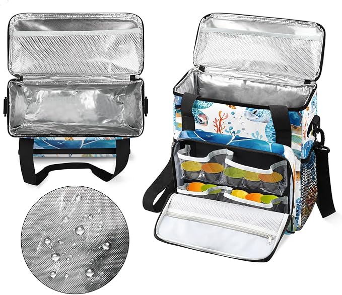 Turtle Ocean Coffee Maker Carring Bag, Large Insulated Storage Organizer Case - Image 3