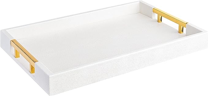 Home Redefined Modern Elegant 17.5"x12" Rectangle Glossy Faux Leather Shagreen by HomeRedefined