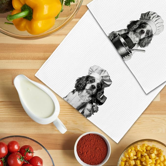 Funny Chef Cavalier King Charles Spaniel Kitchen Towels Set of 2, Dog Charles - Image 5