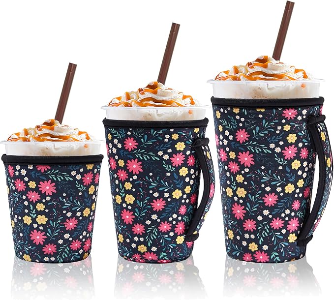 3 Piece Reusable Iced Coffee Sleeves Insulated Coffee Sleeves by LLTDMEST