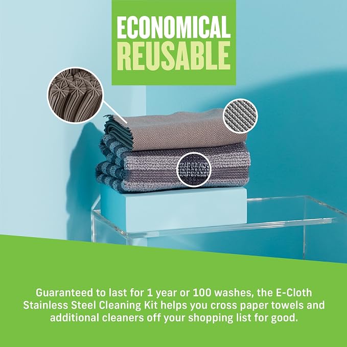 E-Cloth Stainless Steel Microfiber Cleaning Cloth Pack - Image 5