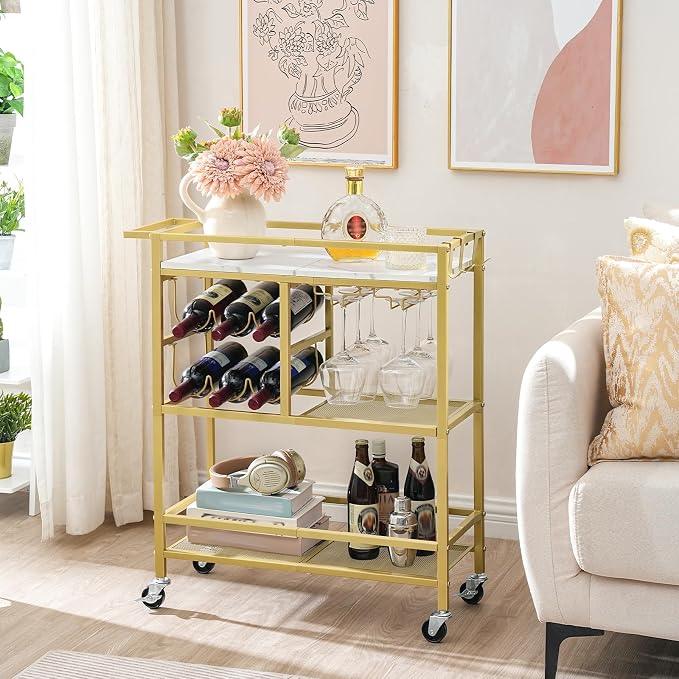 MAHANCRIS Bar Cart for Home, 3-Tier Serving Cart - Image 3