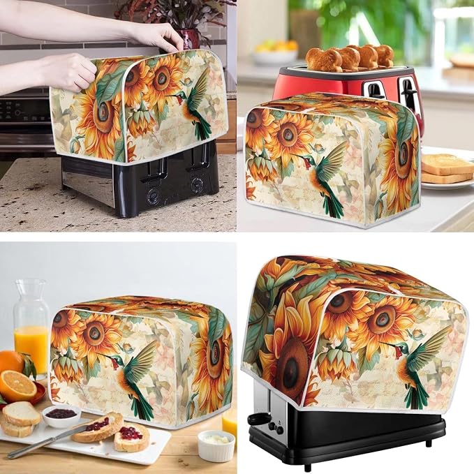 doginthehole 2 Slice Toaster Cover Kitchen Blender Cover Vintage Sunflowers - Image 2
