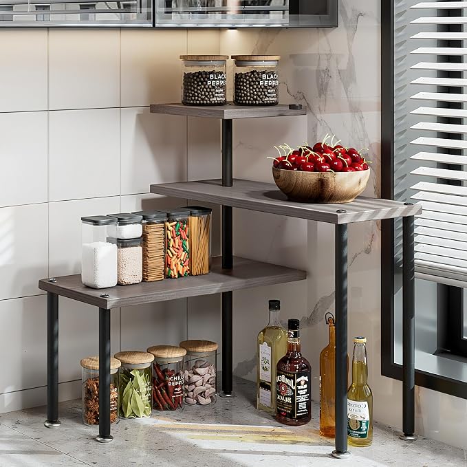 Countertop Organizer Organization 3 Tier Kitchen Corner Shelves Adjustable by Dazioter