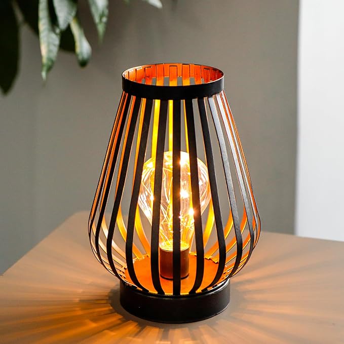 JHY DESIGN Metal Cage LED Lantern 8.7''H Battery Powered Cordless Accent Light - Image 5