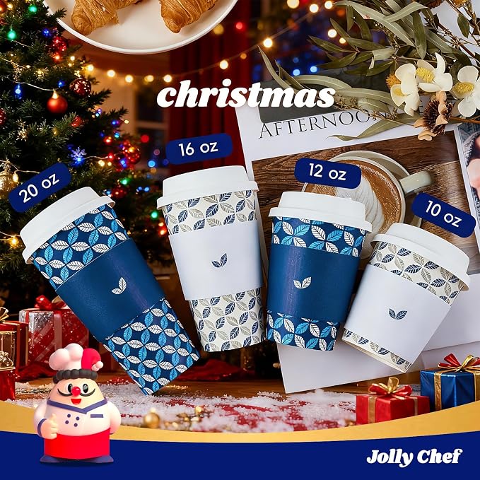 JOLLY CHEF 100 Pack 10 oz Disposable Coffee Cups, Hot Paper Coffee Cups - Image 7