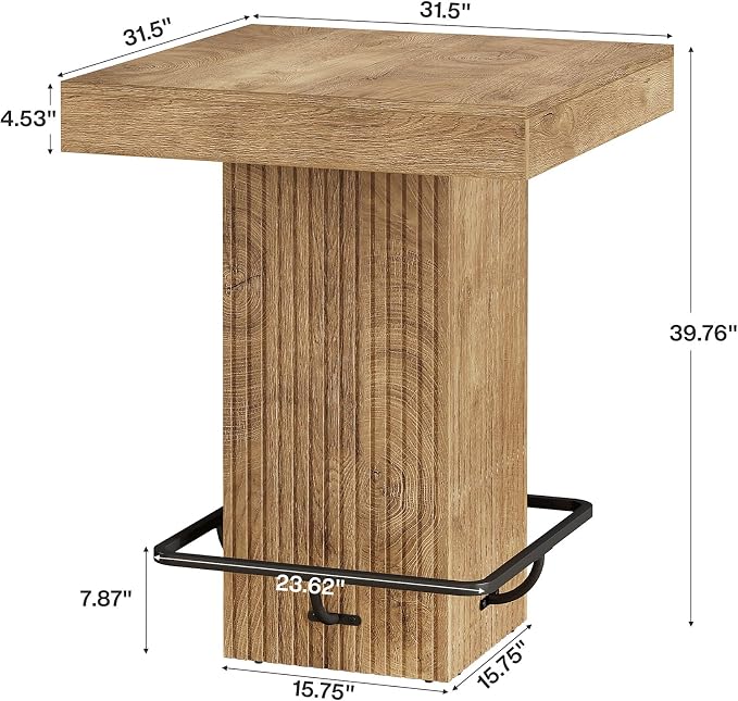 Tribesigns Square Bar Table, Kitchen Dining Table, Industrial Counter Height - Image 2
