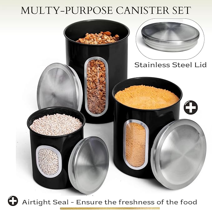 Mixpresso 3-Piece Black Canisters Sets - Image 3