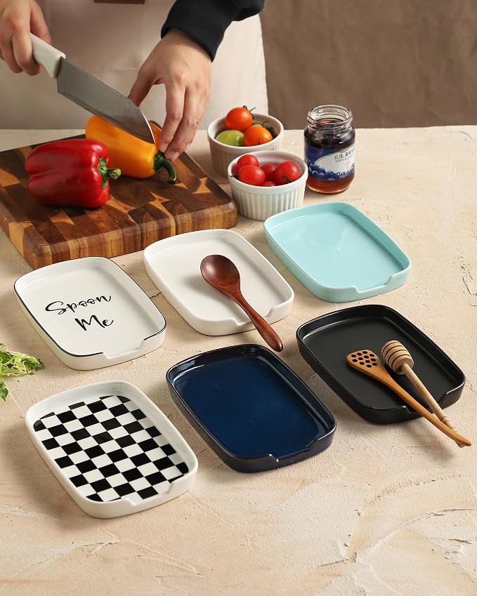 ABRUTY Spoon Rest for Stove Top, Ceramic Spoon Holder for Counter, Modern - Image 4