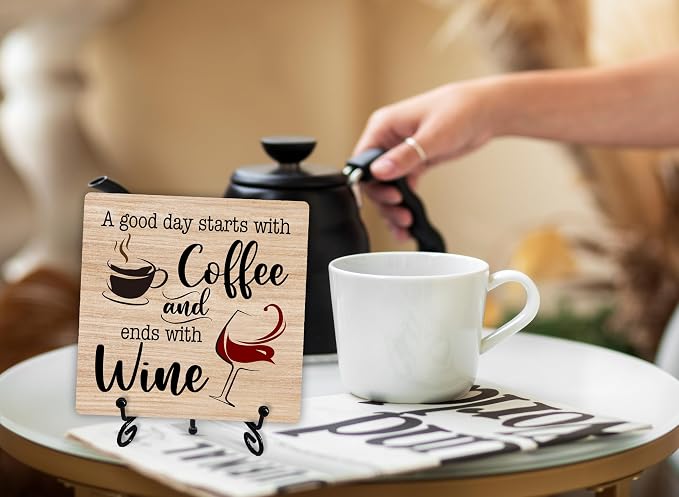 Coffee And Wine Desk Decor Sign, Rustic Wooden Sign - Image 6