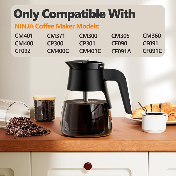 10 Cup Coffee Pot Replacement for Ninja Coffee Maker CM401, Glass Coffee Carafe - Image 3