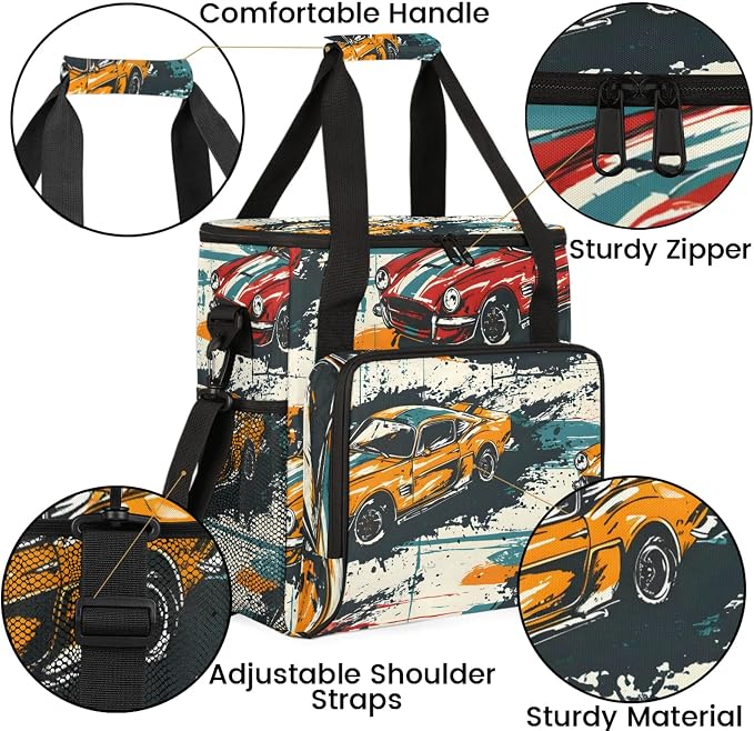 Funny Car Coffee Maker Carring Bag, Large Insulated Storage Organizer Case Tote - Image 6