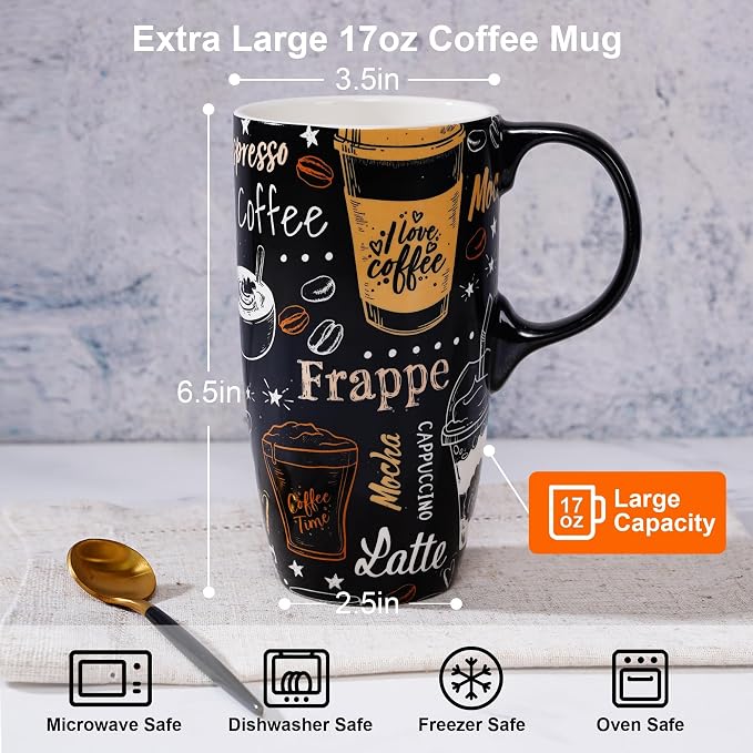 DUSVALLY 17oz Coffee Lover Ceramic Travel Mug - Image 7