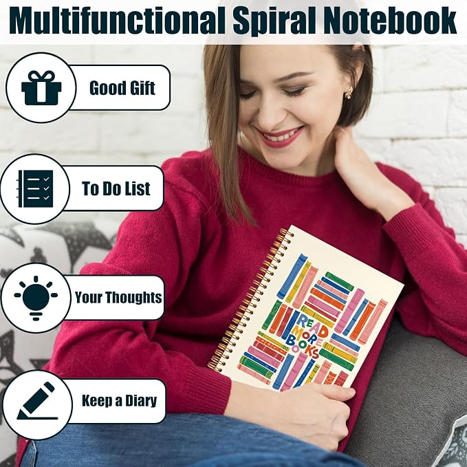 kunlisa Book Lovers Gifts Spiral Notebook Journal 5.5x8.3, Book Club Gifts - Image 4