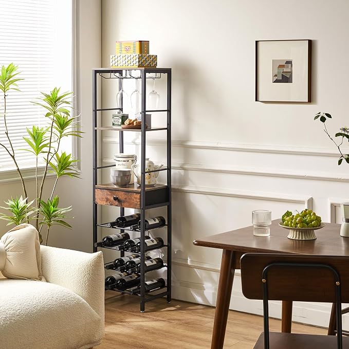 IBUYKE Wine Rack Freestanding Floor, Bar Cabinet - Image 9